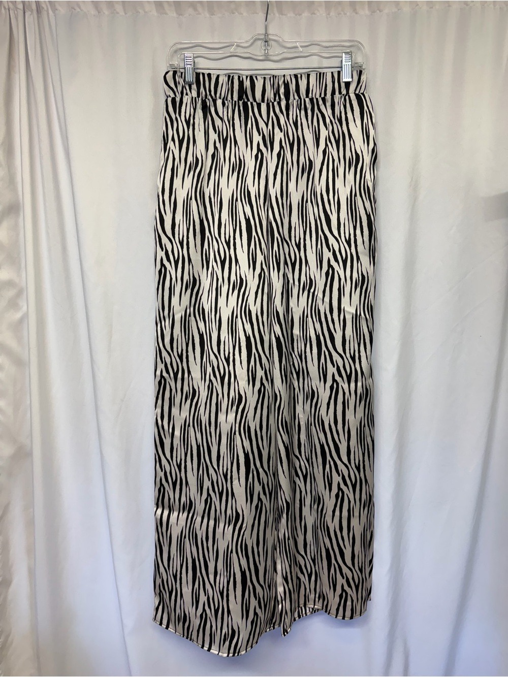 Renee C USA Large Black White Zebra Print Wide Leg Palazzo Pull On Pants - Picture 6 of 12